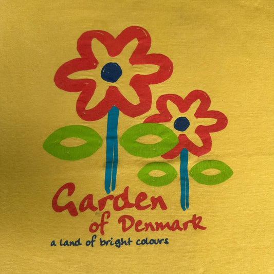 Vintage 90s Garden of Denmark Flowers T-Shirt Yellow XL Boxy Colorful Gorpcore