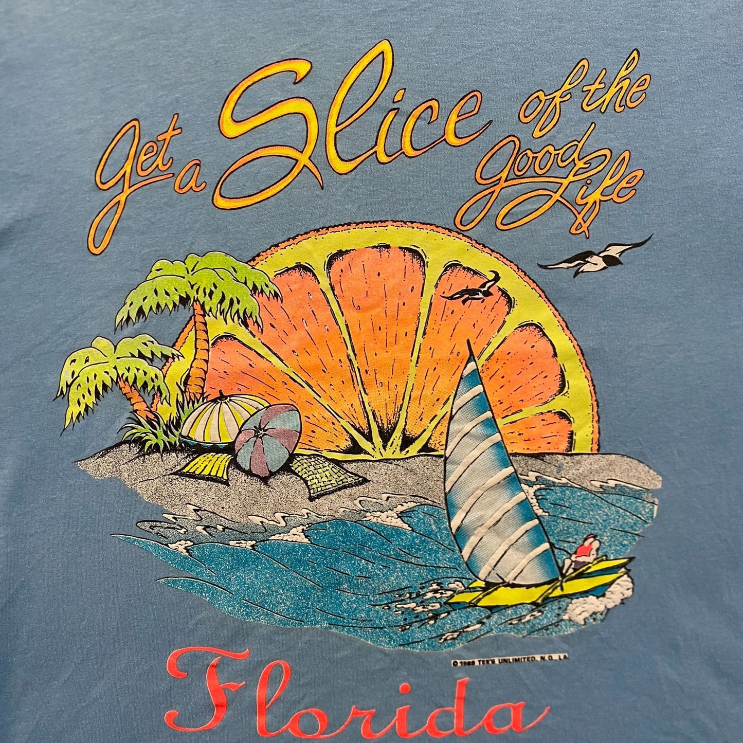 Vintage 80s Florida Landscape Nature Art Single Stitch Tee