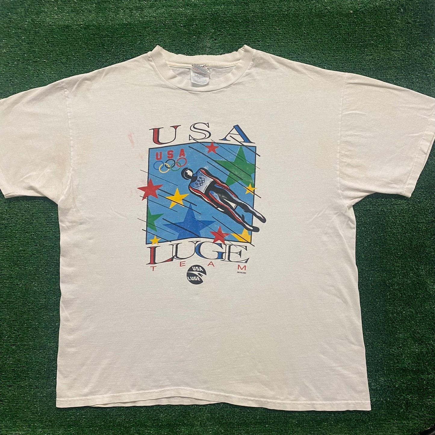 Vintage 90s Olympics Luge Team USA Single Stitch Sports Tee