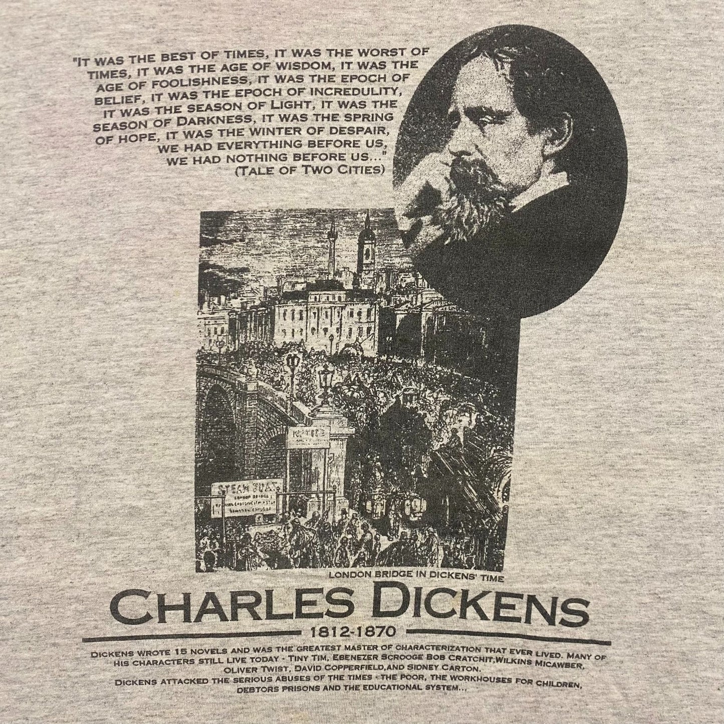 Vintage 90s Charles Dickens Shirt Author Literature Tee