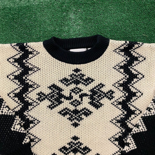 Abstract Geometric Pattern Vintage Crewneck Sweater