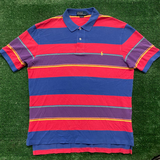 Vintage 90s Polo Ralph Lauren Pink Striped Logo Polo Shirt