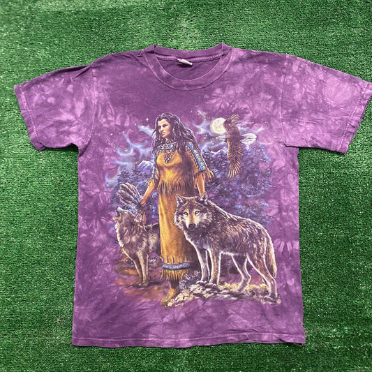 Vintage Y2K Tribal Nature Wolf Essential Western T-Shirt