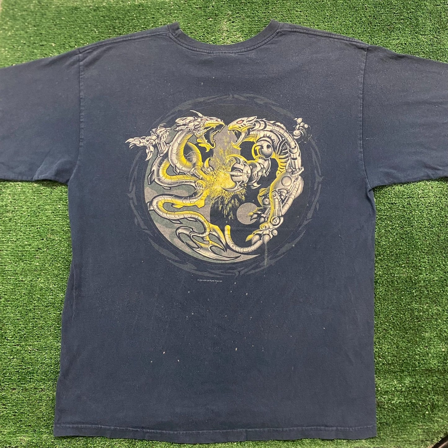 Vintage 90s Japan Cyber Dragon Battle Sun Faded Punk Tee