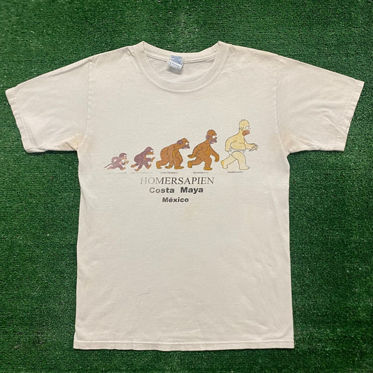 Vintage Y2K Homer Simpsons Evolution Cartoon Humor Tee