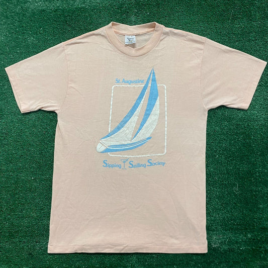 Vintage 80s Florida Nautical Preppy Tourist Single Stitch Tee