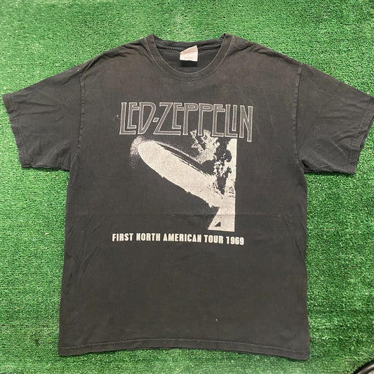Vintage Y2K Led Zeppelin Tour Blimp Sun Faded Rock Band Tee