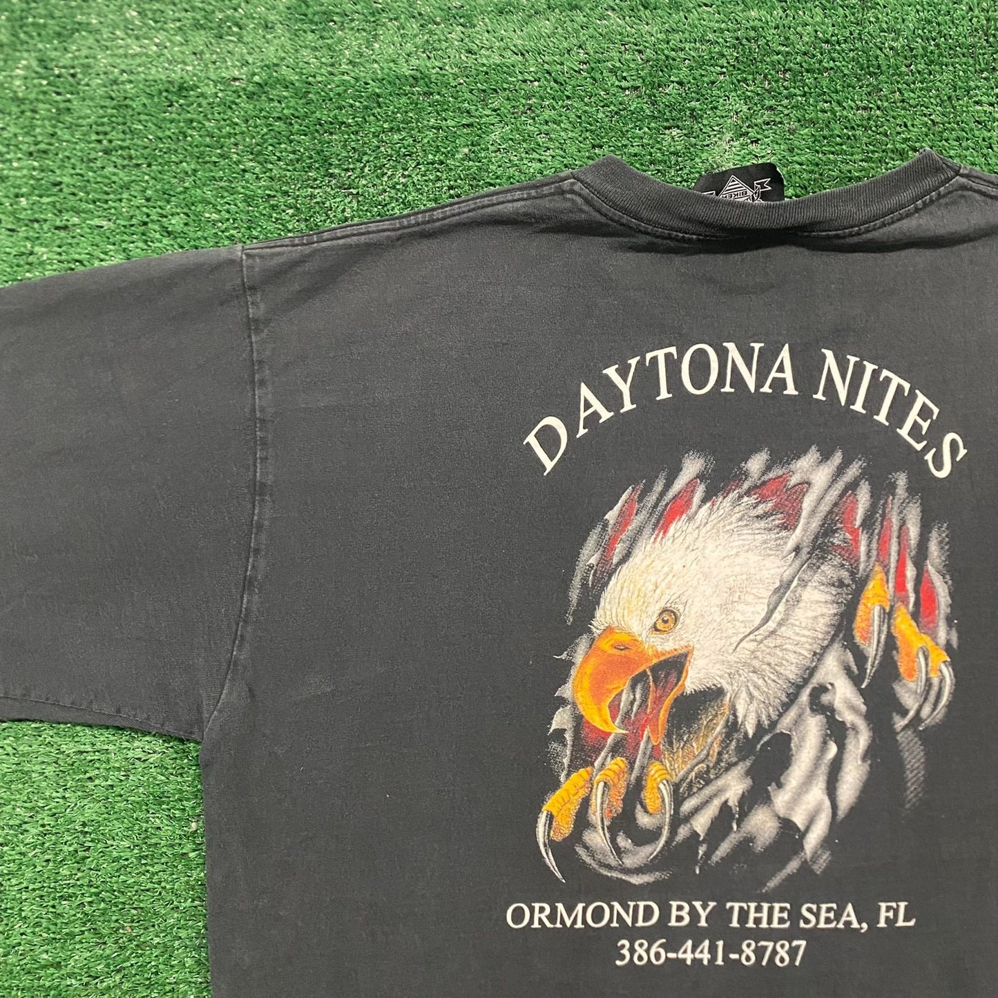 Vintage 90s Daytona Beach Flame Eagle Sun Faded Punk Tee