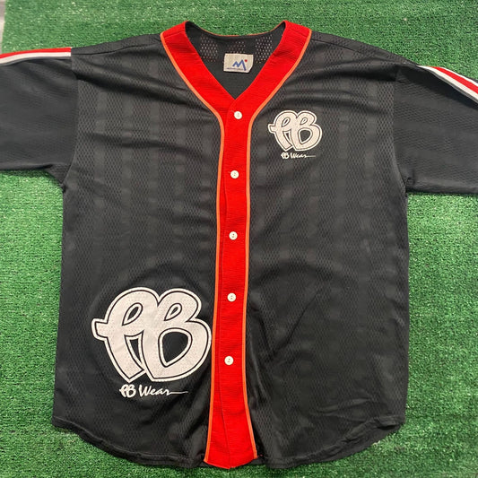 Vintage 90s PB Monogram Striped Sports Baseball Jersey