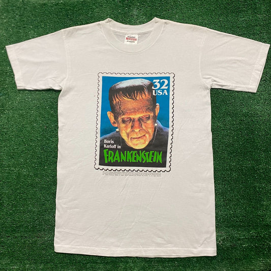 Vintage 90s Frankenstein Stamp Essential Horror Movie Tee