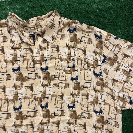 Abstract Geometric Vintage Golf Button Up Shirt