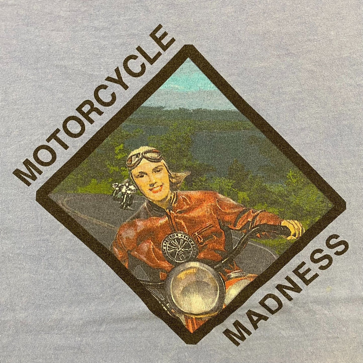 Vintage 90s Motorcycle Madness Biker Girl Quote Baggy Tee