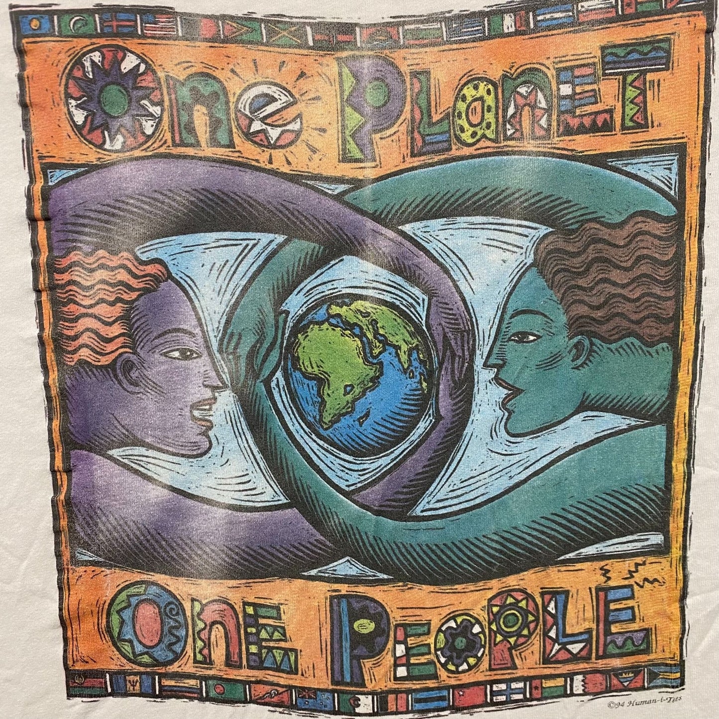 Vintage 90s Planet Earth Shirt Single Stitch Humanity Tee