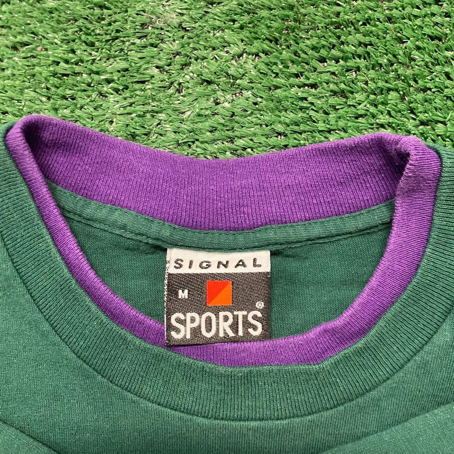 Vintage 90s Green Purple Blank Shirt Plain Single Stitch Tee