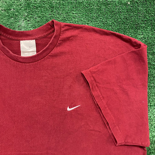 Vintage Y2K Nike Solo Swoosh Logo Core Burgundy Athletic Tee