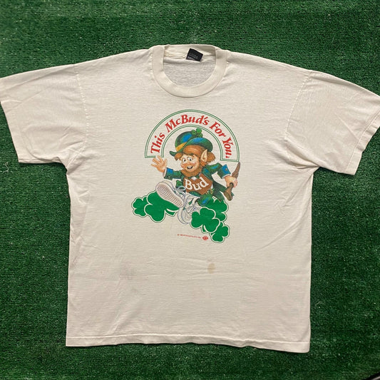 Vintage 80s Budweiser Leprechaun Shirt Single Stitch Beer Tee