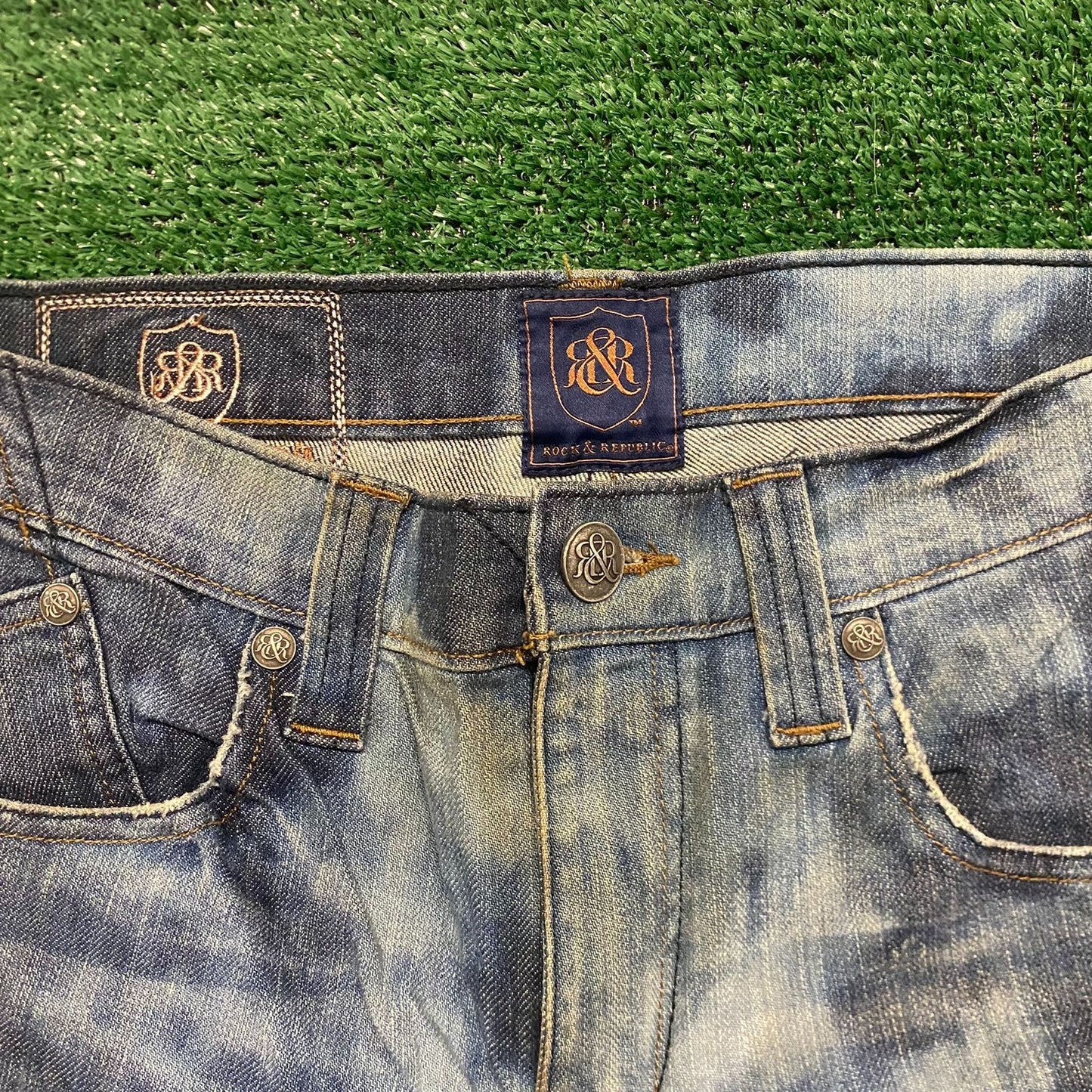 Distressed Bleached Faded Vintage Y2K Denim Jeans Pants