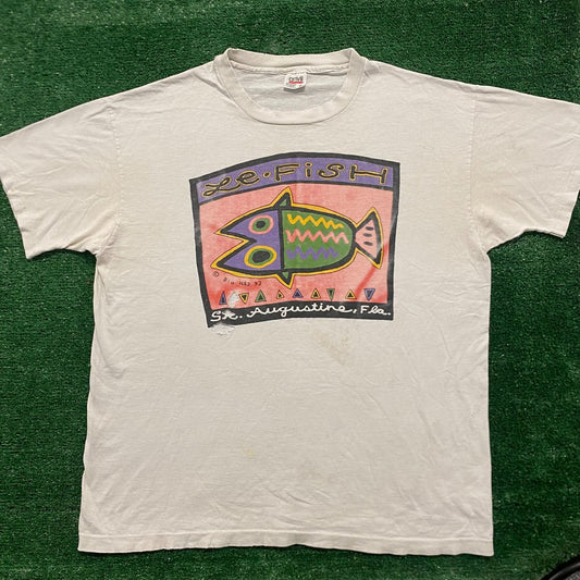 Vintage 90s Big Hed Fish Art Single Stitch Tourist T-Shirt
