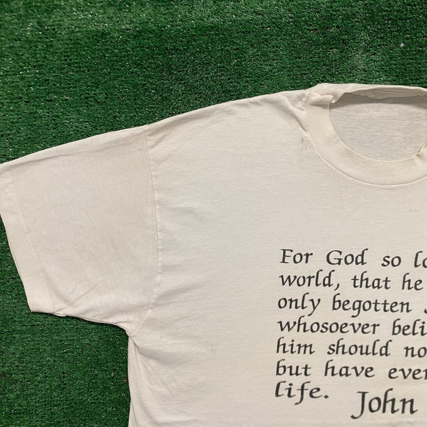 Vintage 80s Jesus God Bible Quote White Single Stitch Tee