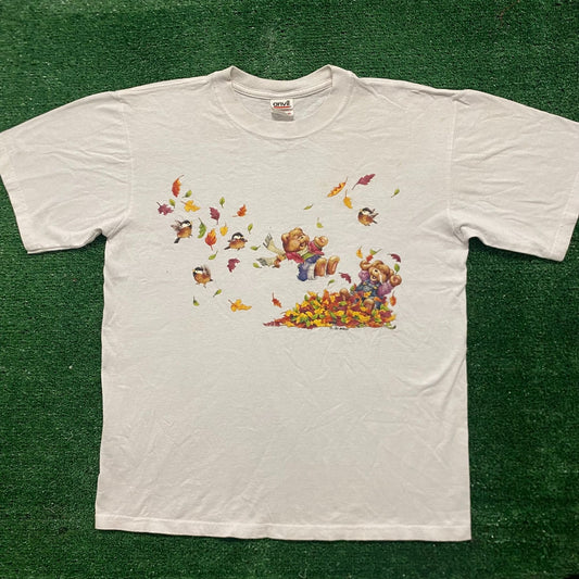 Vintage Y2K Fall Autumn Leaves Essential Cute Animals Tee