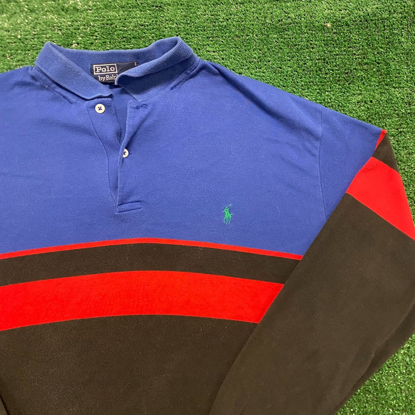 Vintage 90s Polo Ralph Lauren Striped Rugby Polo Shirt