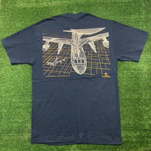 Vintage 90s US Air Force AFB Digital Mesh Art Military Tee