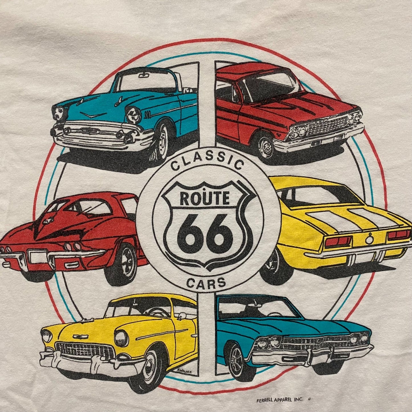 Vintage Y2K Route 66 Shirt Grunge American Cars Auto USA Tee