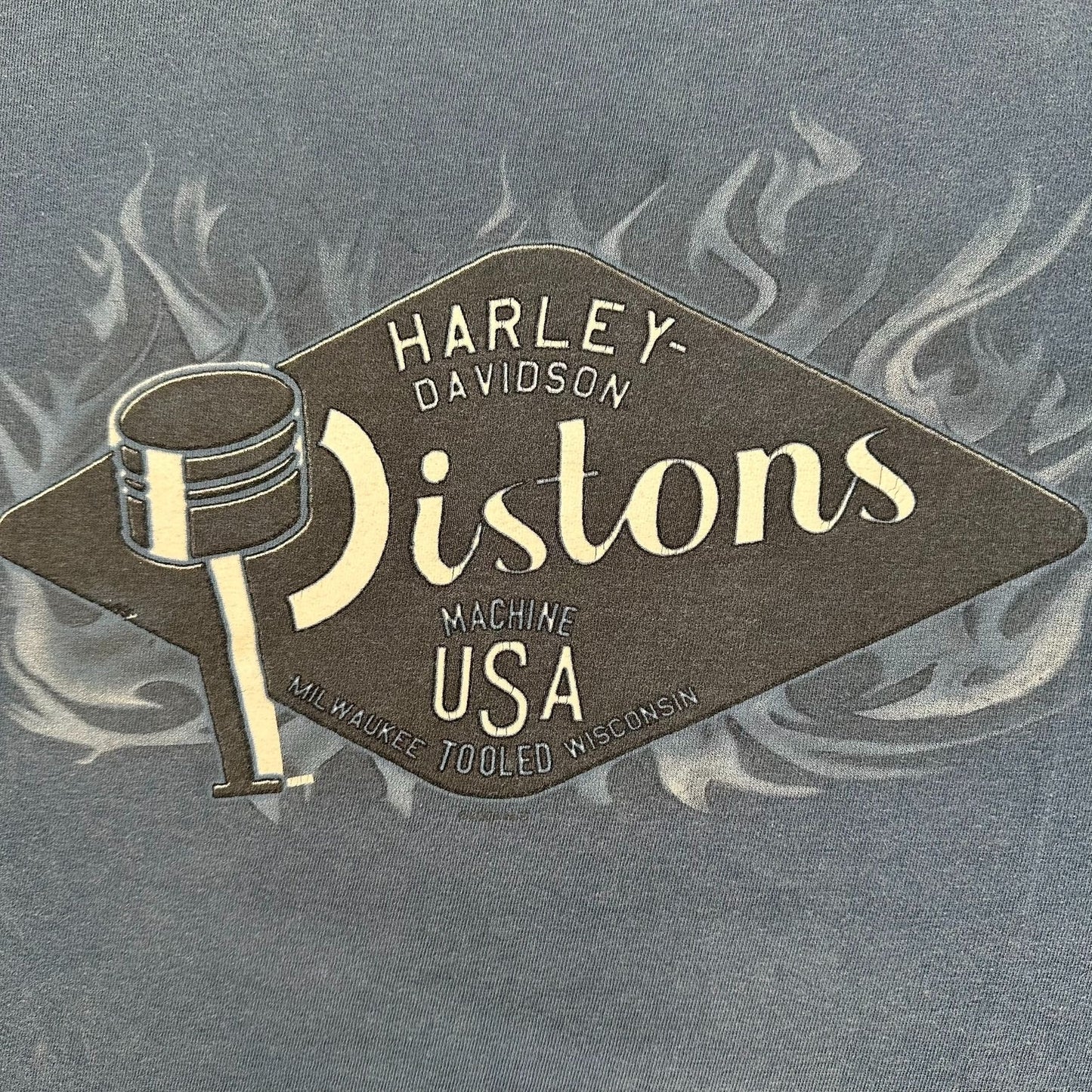 Vintage Y2K Harley Davidson Maryland Flame T-Shirt Blue L Moto Biker Streetwear