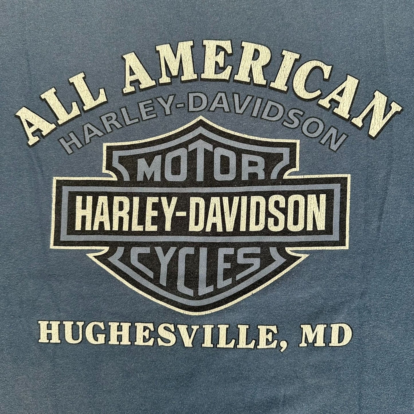 Vintage Y2K Harley Davidson Maryland Flame T-Shirt Blue L Moto Biker Streetwear