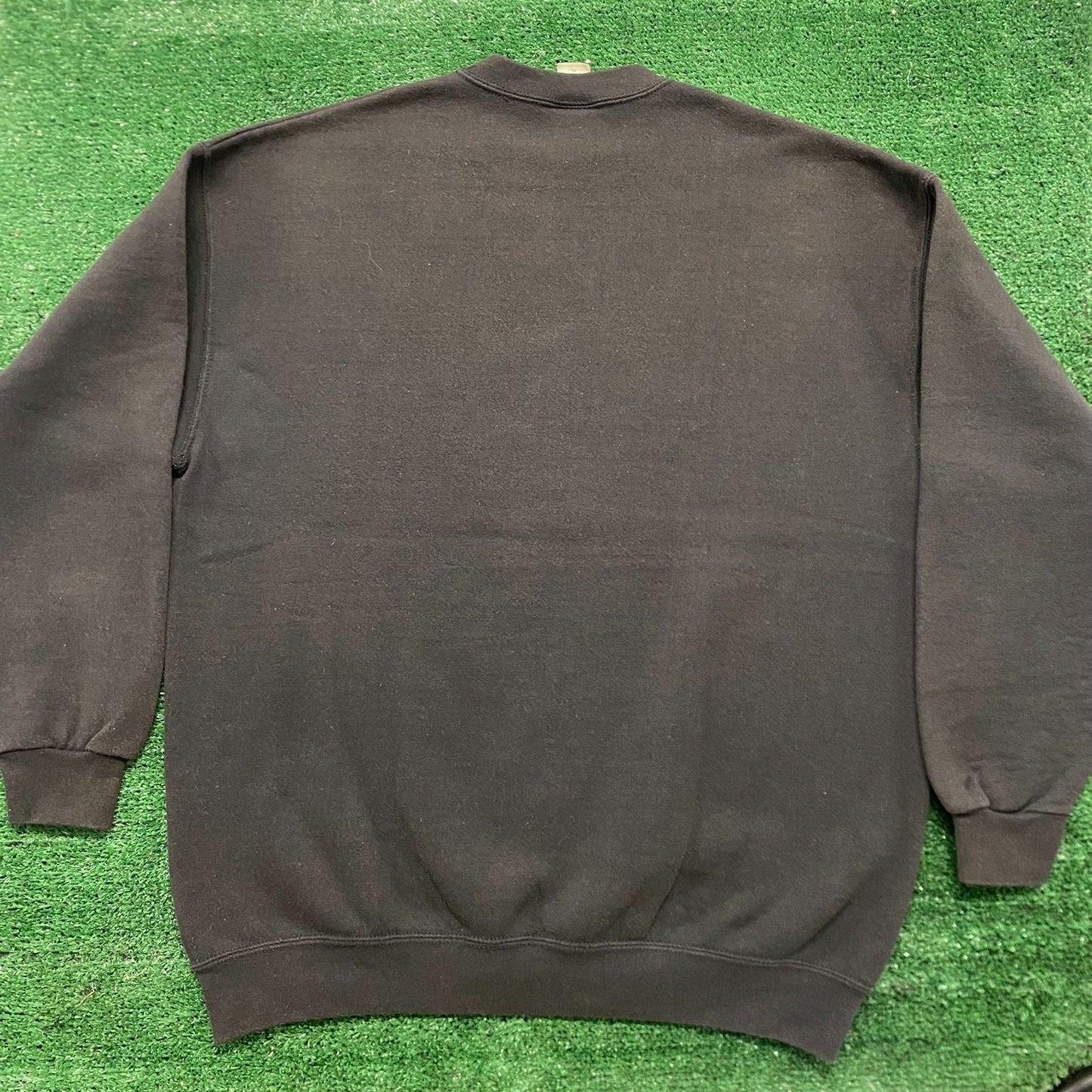 Vintage 90s Black Crewneck Sweatshirt Sun Faded Blank Plain