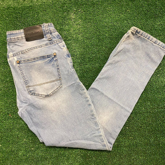 Faded Stonewashed Denim Slim Skinny Jeans