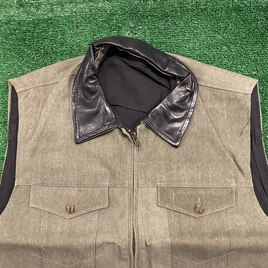 Gray Western Denim Cowboy Rancher Hunting Vest