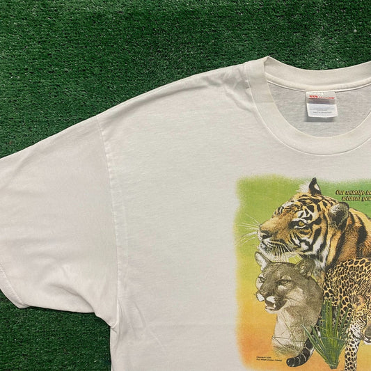 Vintage 90s Tiger Panther Nature Shirt Animal Conservation Tee