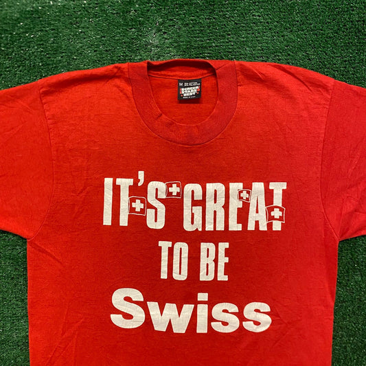 Vintage 90s Essential Swiss Pride Switzerland Single Stitch T-Shirt
