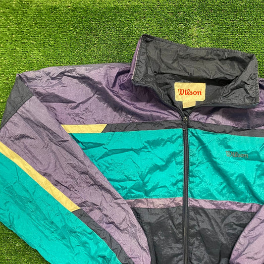 Vintage 90s Wilson Color Block Essential Windbreaker Jacket