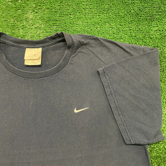 Vintage Y2K Nike Off Center Solo Swoosh Sun Faded Logo Tee