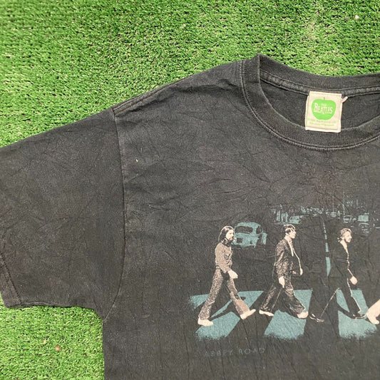 Vintage Y2K Beatles Abbey Road Rock Band Art Sun Faded Tee