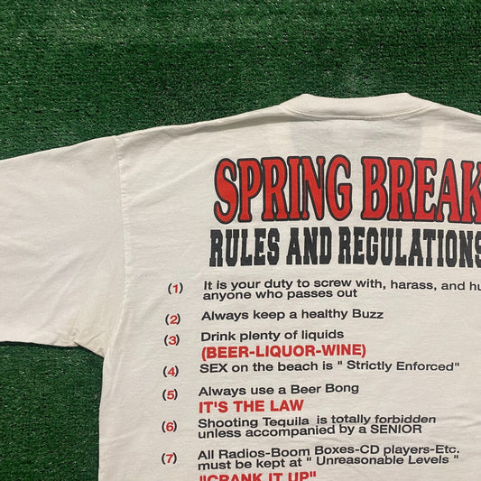 Vintage Y2K Spring Break Rules Single Stitch Party Tee