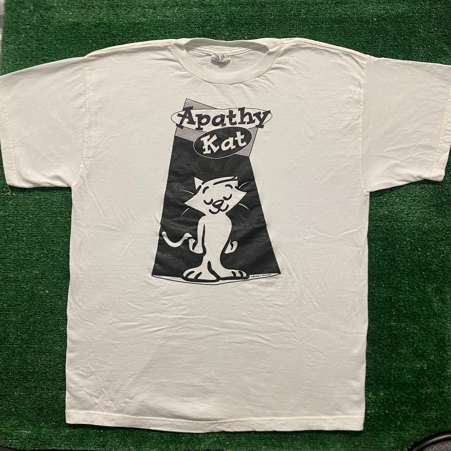 Vintage 90s Apathy Cat Shirt Depression Comic Emo Punk Tee