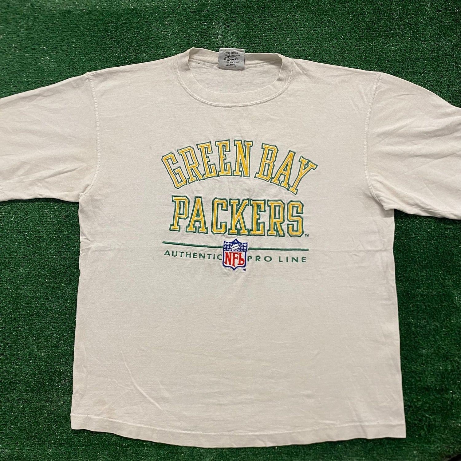 Vintage 90s NFL Green Bay Packers Single Stitch All Over Print 