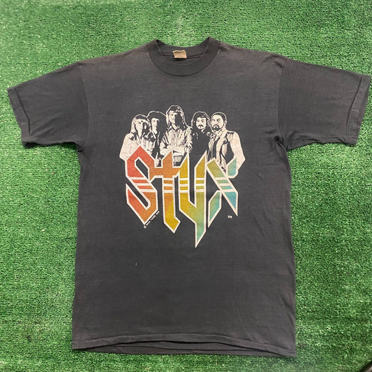 Vintage 70s Styx The Main Event Tour Sun Faded Rock Band Tee