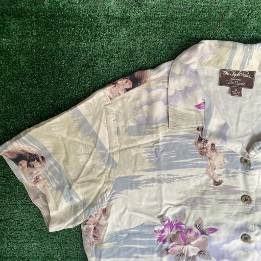 Vintage 90s Hawaiian Aloha Shirt Silk Hilo Hattie Tropical