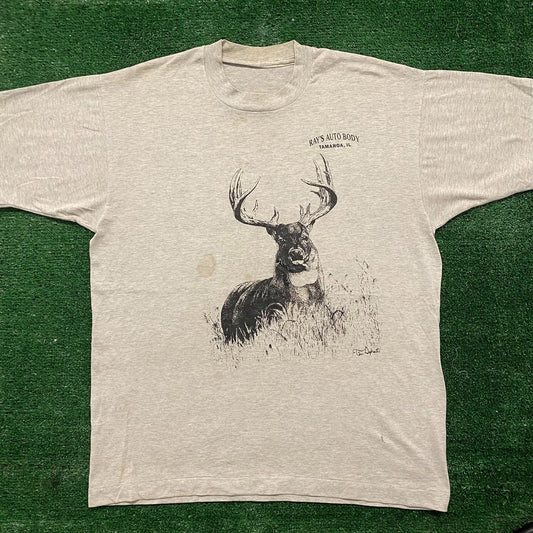 Vintage 90s Deer Nature Animal Artwork Single Stitch Tee