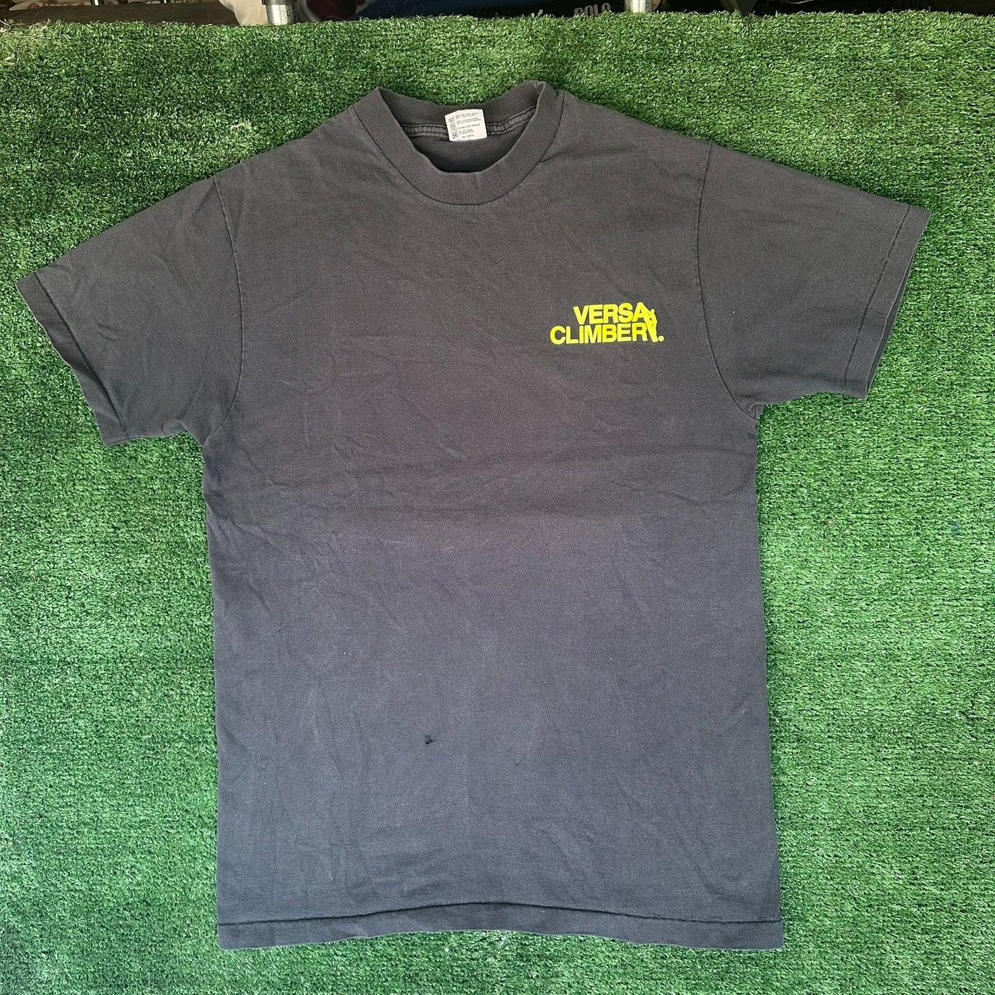 Vintage 90s VersaClimber T-Shirt Neon Workout Gym Exercise Single Stitch Black M