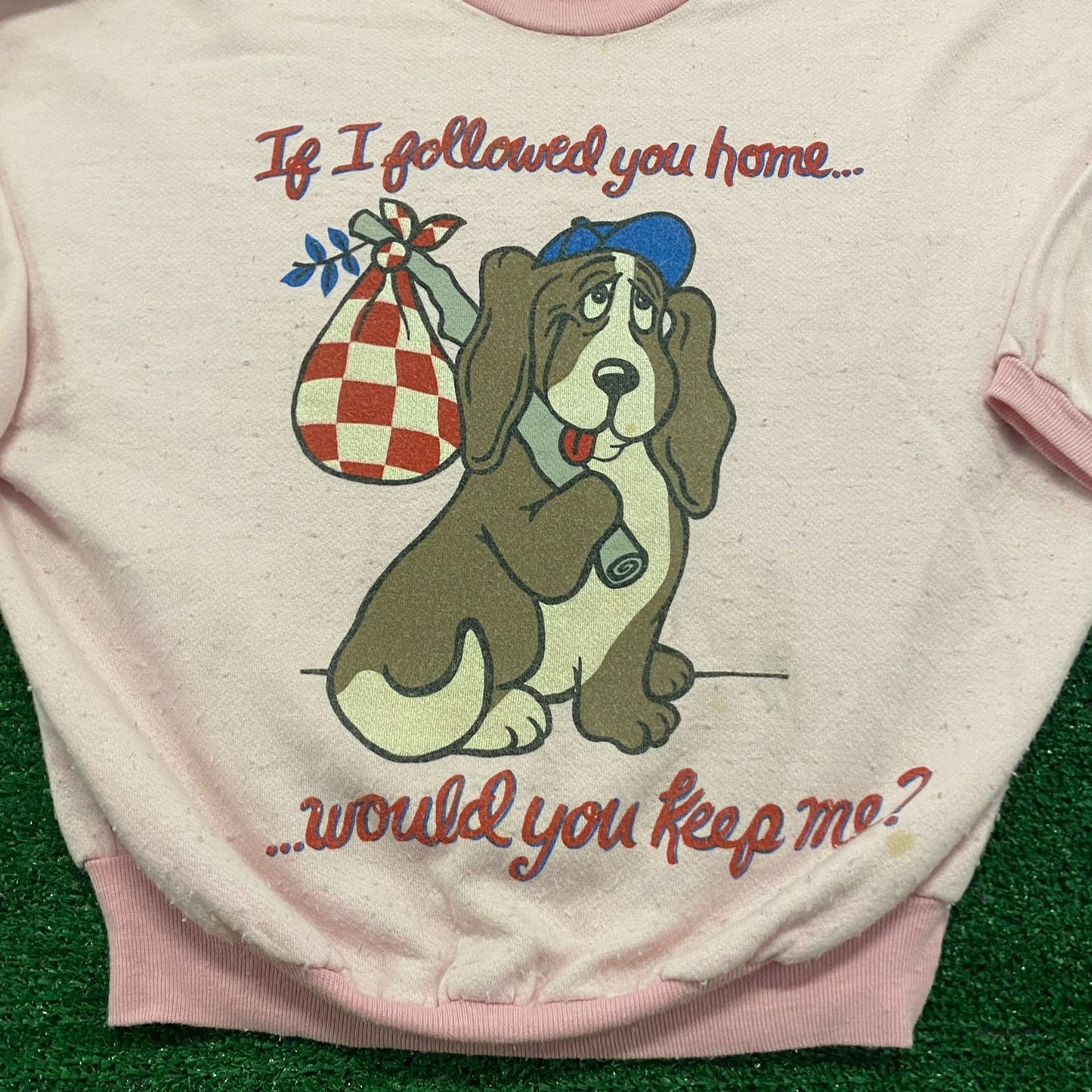 Cute Homeless Dog Pink Vintage 80s Animals Sweatshirt
