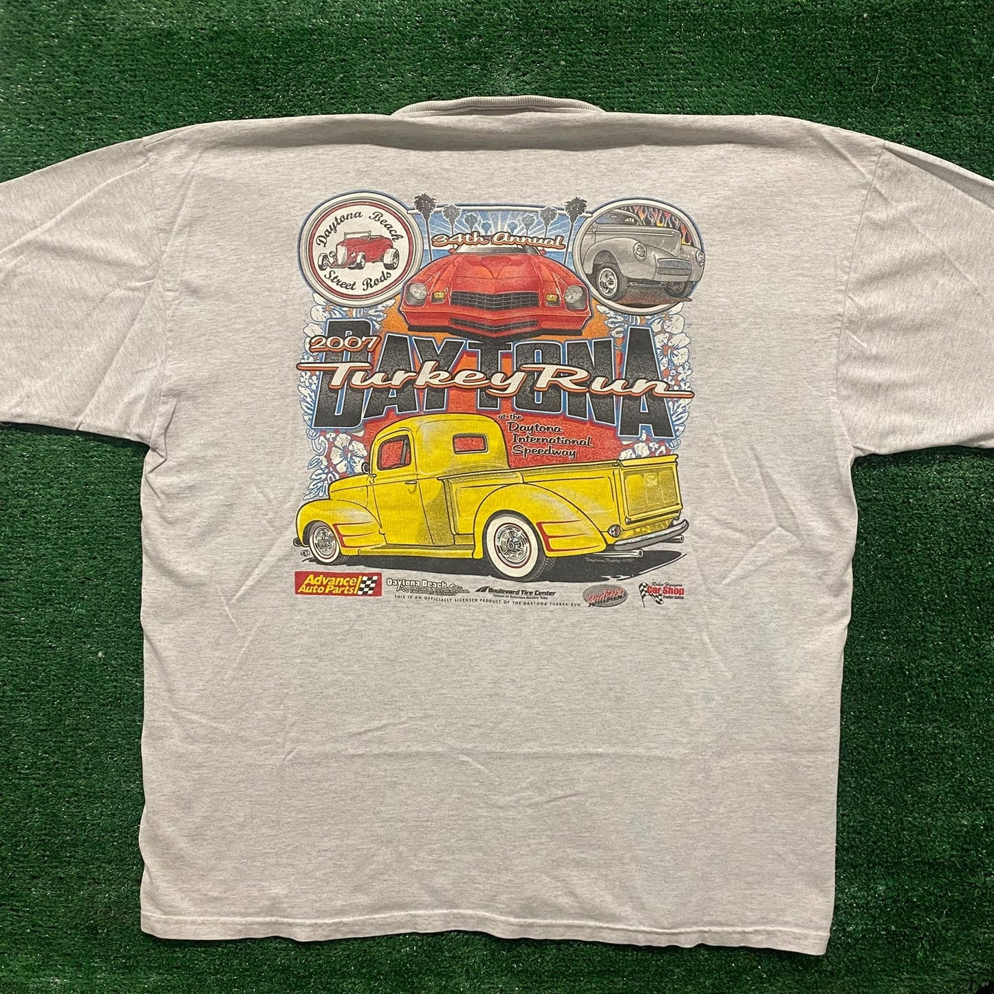 Vintage Y2K Daytona Hot Rods Shirt Turkey Run Racing Tee