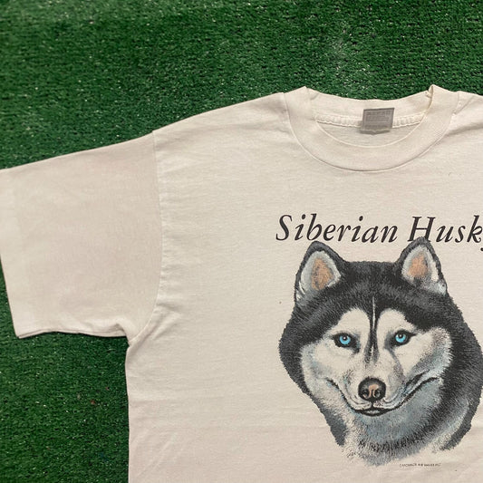 Vintage 90s Essential Husky Dogs Single Stitch T-Shirt