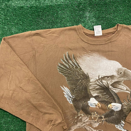 Vintage 90s Alaska Nature Art Tonal Baggy Animals Sweatshirt