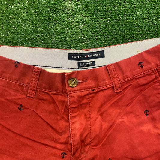 Tommy Hilfiger Nautical Anchors Vintage Preppy Chino Shorts