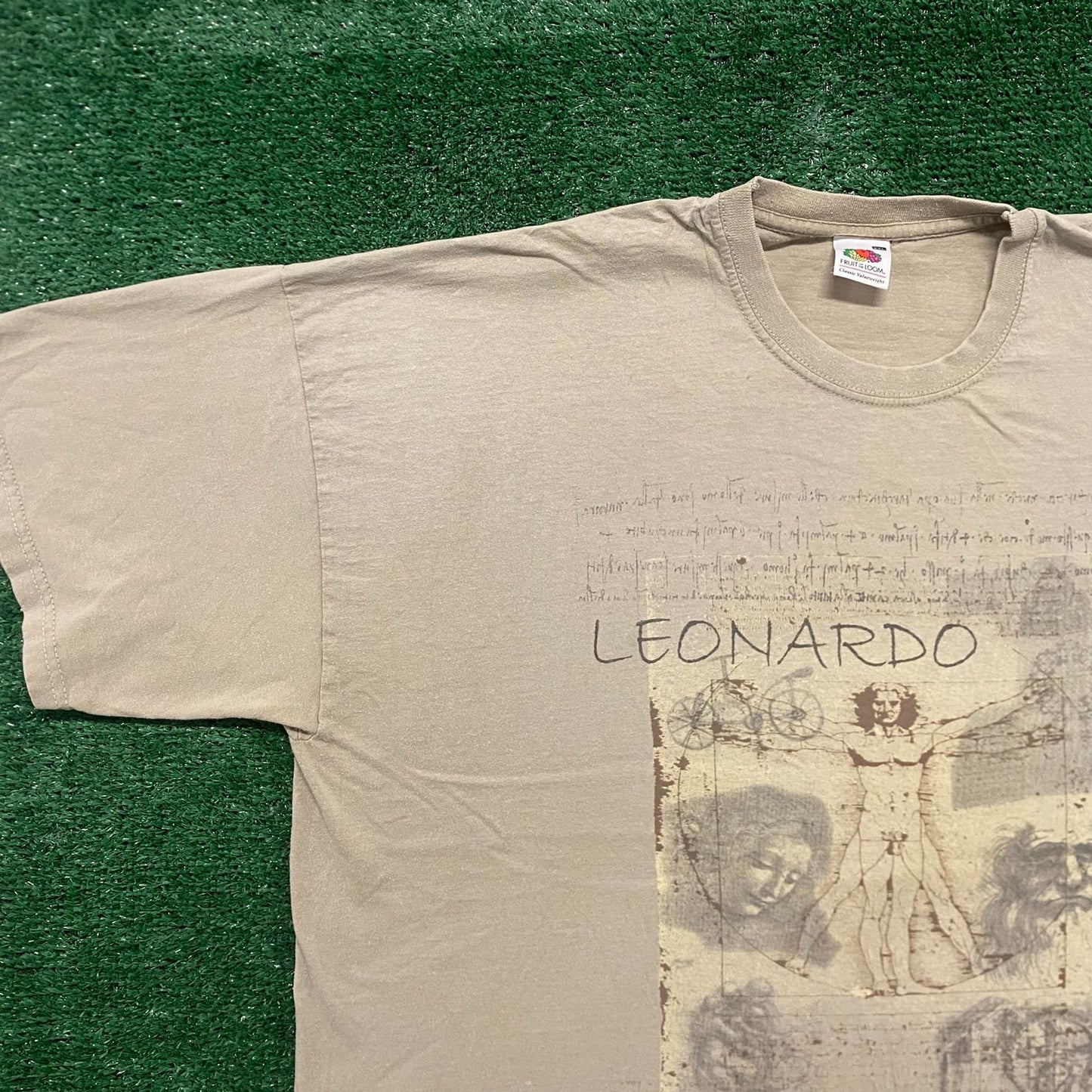 Vintage Y2K Leonardo Da Vinci Vitruvian Man Baggy Art Tee